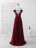 Burgundy Lace Chiffon Long Prom Dress Burgundy Bridesmaid Dresses