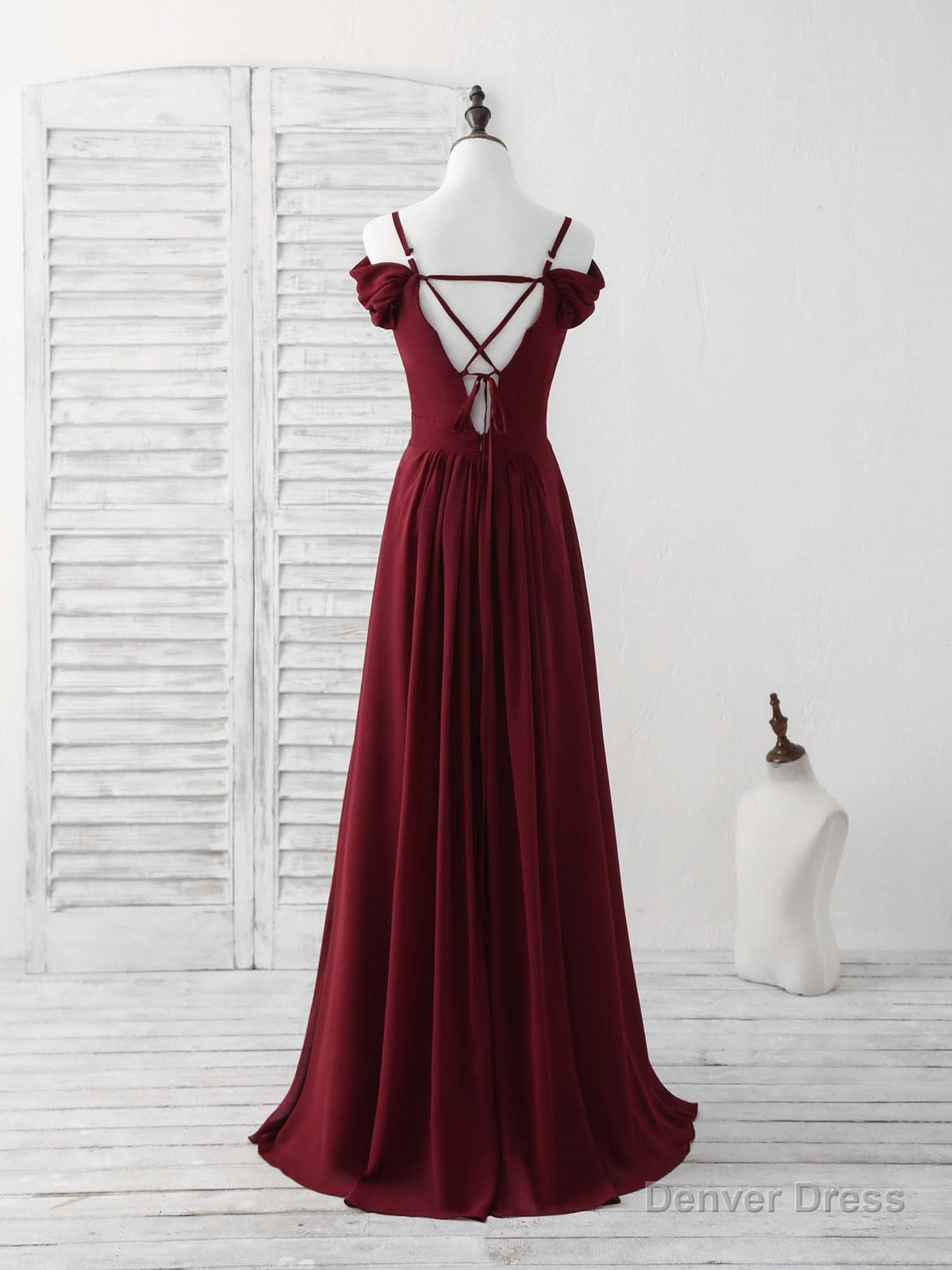 Burgundy Lace Chiffon Long Prom Dress Burgundy Bridesmaid Dresses