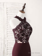 Burgundy Lace Mermaid Long Prom Dress Burgundy Bridesmaid Dresses