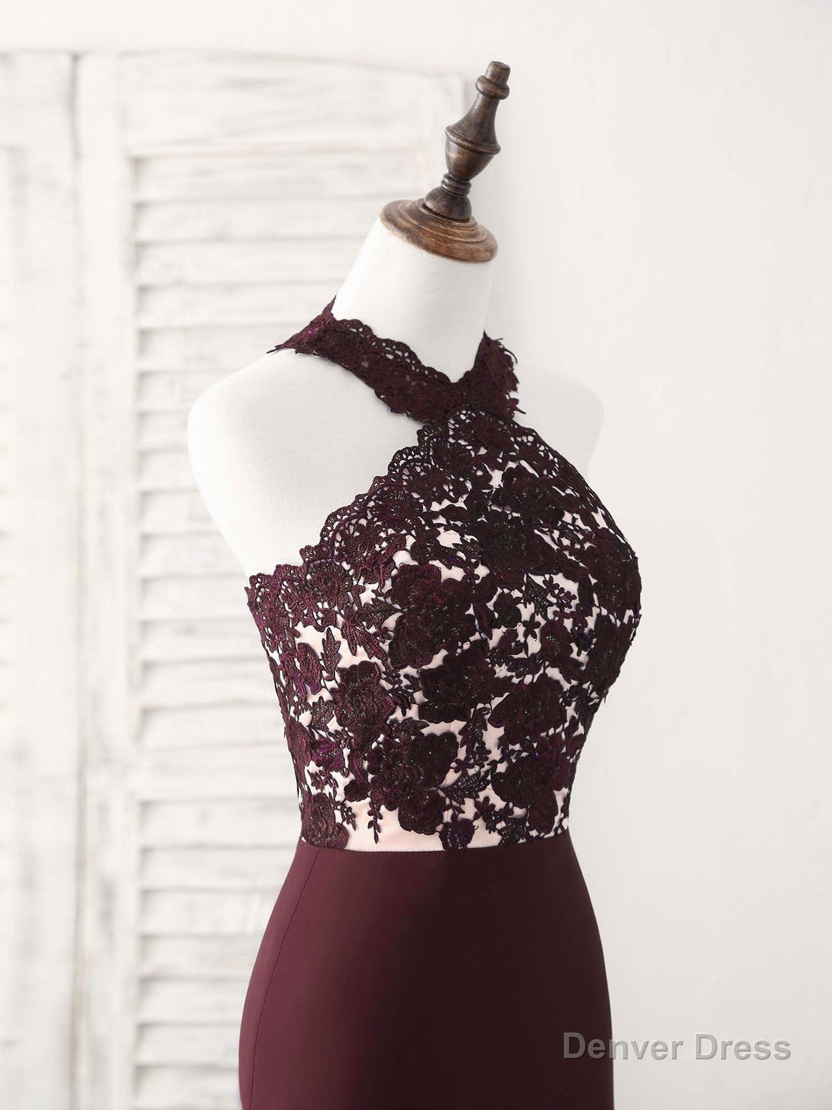 Burgundy Lace Mermaid Long Prom Dress Burgundy Bridesmaid Dresses