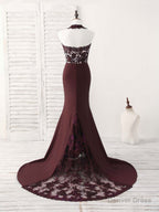 Burgundy Lace Mermaid Long Prom Dress Burgundy Bridesmaid Dresses