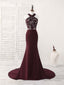 Burgundy Lace Mermaid Long Prom Dress Burgundy Bridesmaid Dresses