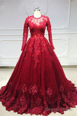 Burgundy Lace Prom Dresses