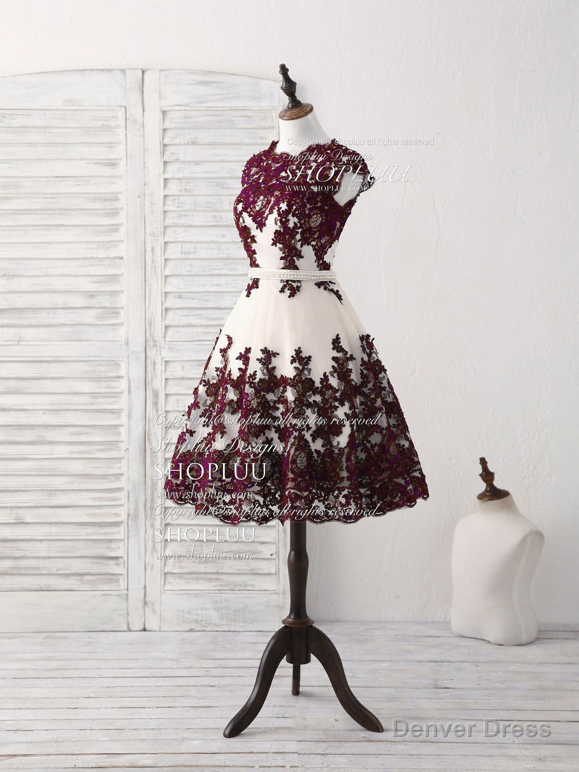 Burgundy Lace Tulle Short Prom Dress Burgundy Bridesmaid Dresses