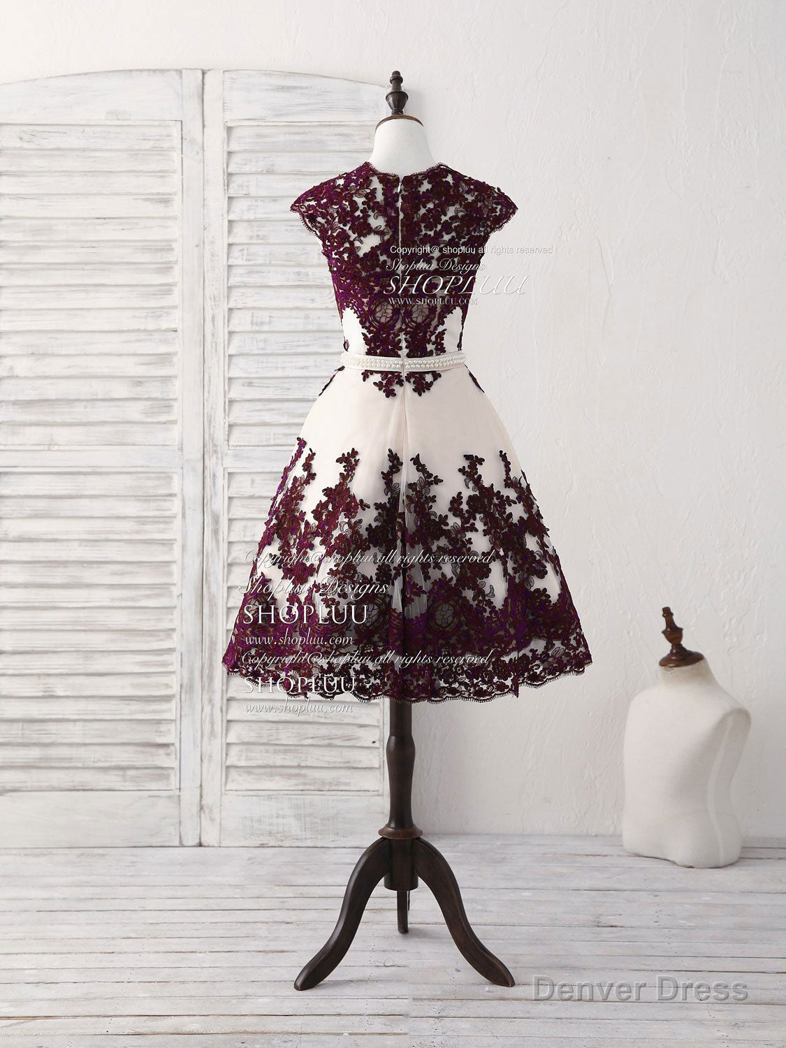 Burgundy Lace Tulle Short Prom Dress Burgundy Bridesmaid Dresses