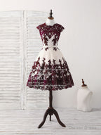 Burgundy Lace Tulle Short Prom Dress Burgundy Bridesmaid Dresses