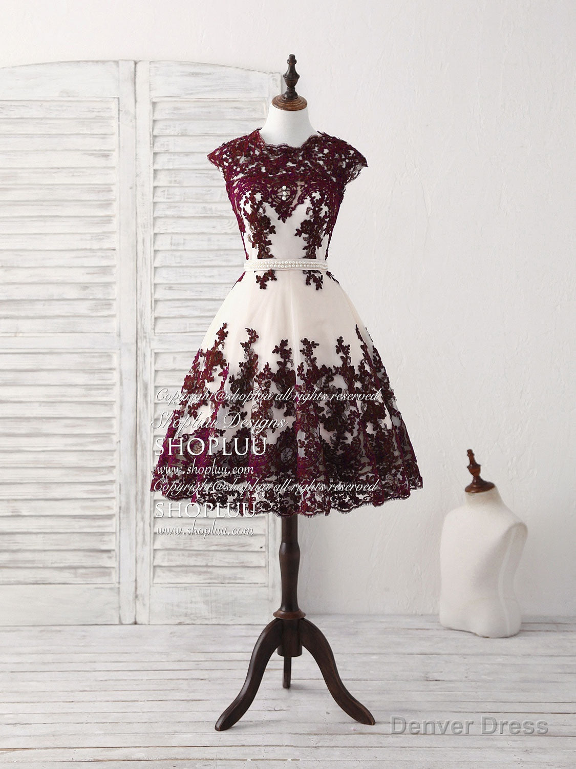 Burgundy Lace Tulle Short Prom Dress Burgundy Bridesmaid Dresses
