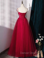 Burgundy Layered Tulle Long Prom Dress, Wine Red Long Prom Dresses
