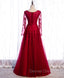 Burgundy Long Prom Dresses, Burgundy Formal Bridesmaid Dresses
