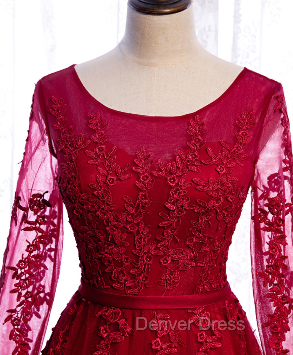 Burgundy Long Prom Dresses, Burgundy Formal Bridesmaid Dresses