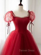 Burgundy Long Prom Dress, Burgundy Prom Graduation Dresses