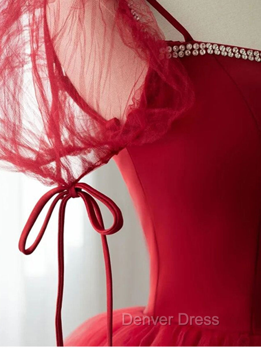 Burgundy Long Prom Dress, Burgundy Prom Graduation Dresses