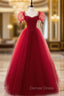 Burgundy Long Prom Dress, Burgundy Prom Graduation Dresses