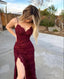Burgundy long prom Dress, Satin Prom Dress,Prom Dress