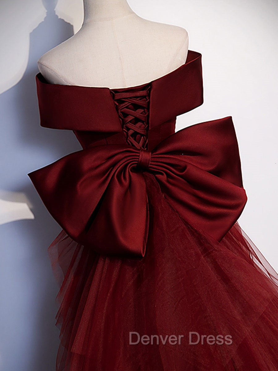 Burgundy Mermaid Long Prom Dress, Burgundy Prom Dresses