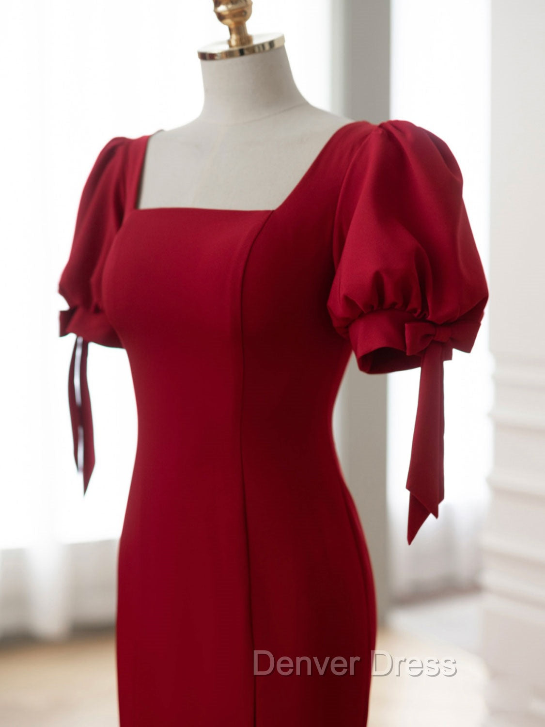 Burgundy Mermaid Long Prom Dresses, Burgundy Formal Dresses Secondary image