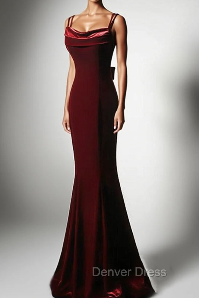 Burgundy Mermaid Long Prom Dress, Wine Red Long Mermaid Prom Dresses Main image