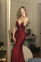 Burgundy Mermaid Long Prom Dresses