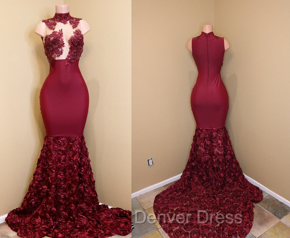 Burgundy mermaid prom Dresses, long evening gowns