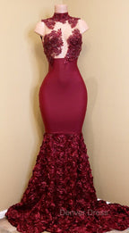 Burgundy mermaid prom Dresses, long Prom Gown