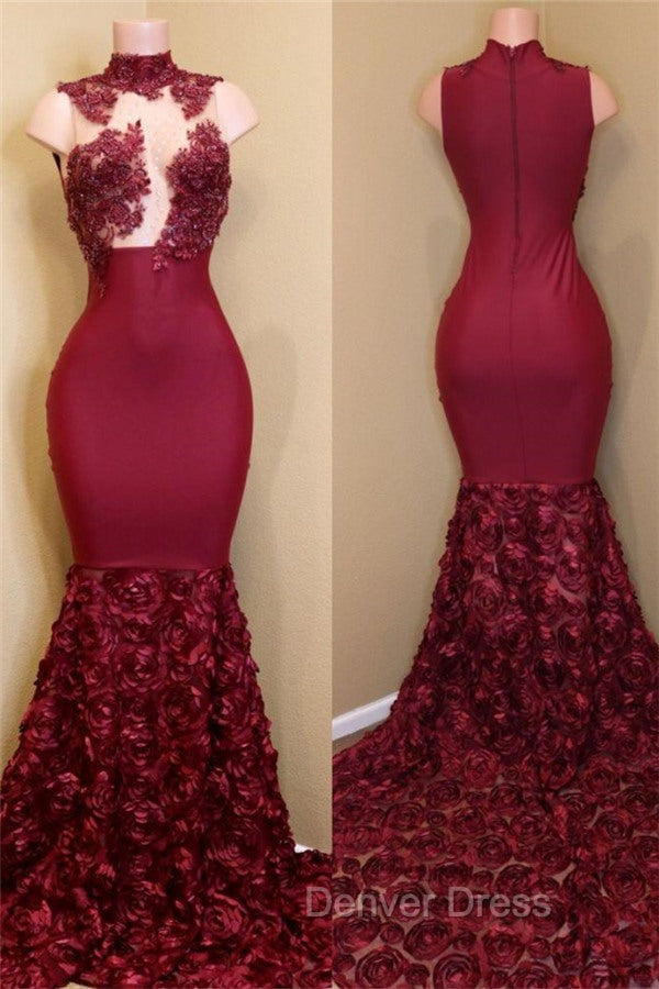 Burgundy mermaid prom Dresses, long Prom Gown