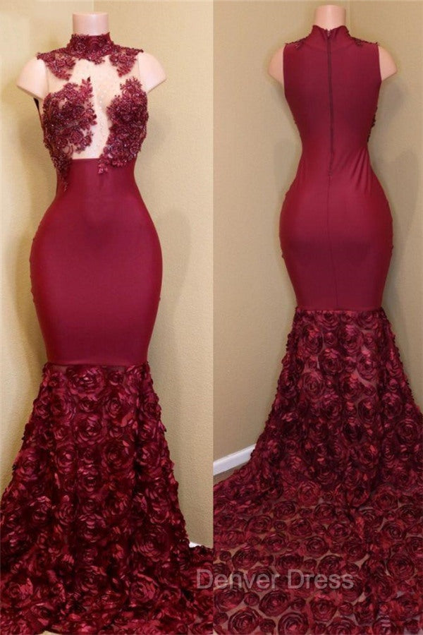 Burgundy mermaid prom Dresses, long evening gowns
