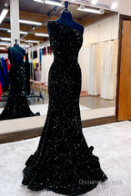 Burgundy Mermaid Sequins Long Prom Dresses