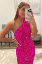 Burgundy Mermaid Sequins Long Prom Dresses