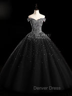 Burgundy Off Shoulder Tulle Sequin Long Prom Dresses, Burgundy Sweet 16 Dresses