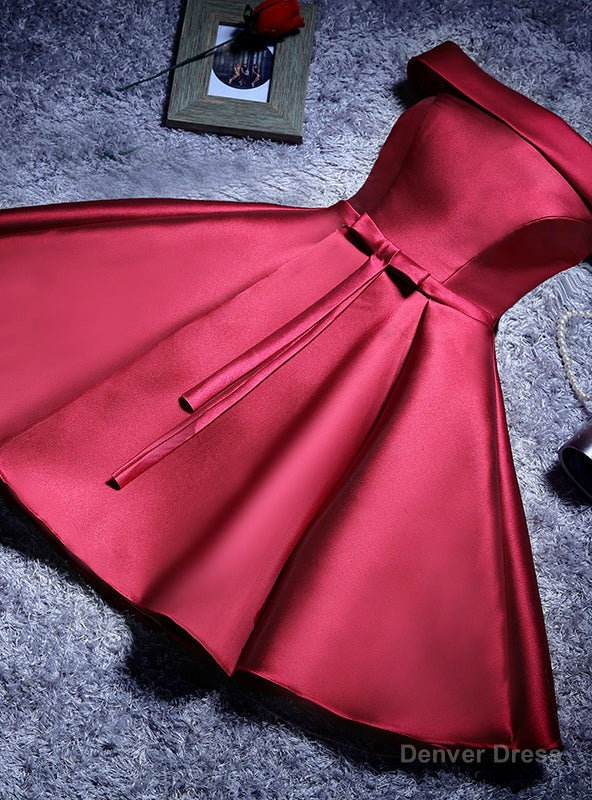 Burgundy Off the Shoulder Homecoming Dress Main image