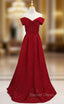 Burgundy Off the Shoulder Sleeveless Prom Dresses