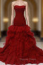 Burgundy Prom Dress Strapless Prom Dresses
