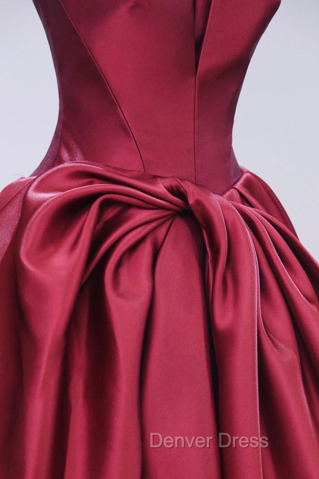 Burgundy Satin Floor Length Prom Dresses, Beautiful A-Line Evening Party Dresses