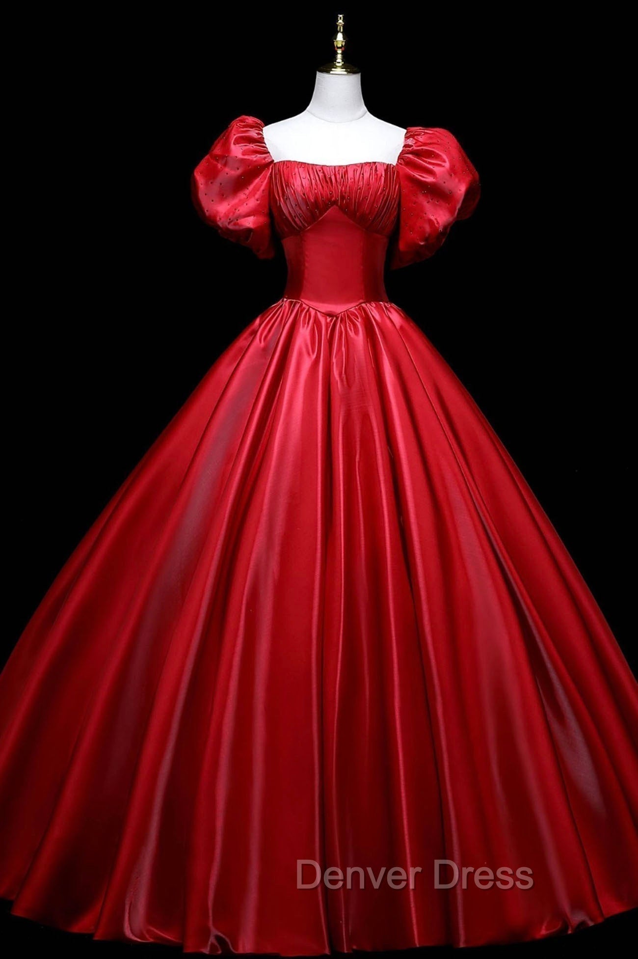 Burgundy Satin Long A Line Prom Dress, Burgundy Prom Dresses