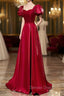 Burgundy Satin Long Prom Dress, Simple A Line Prom Dresses
