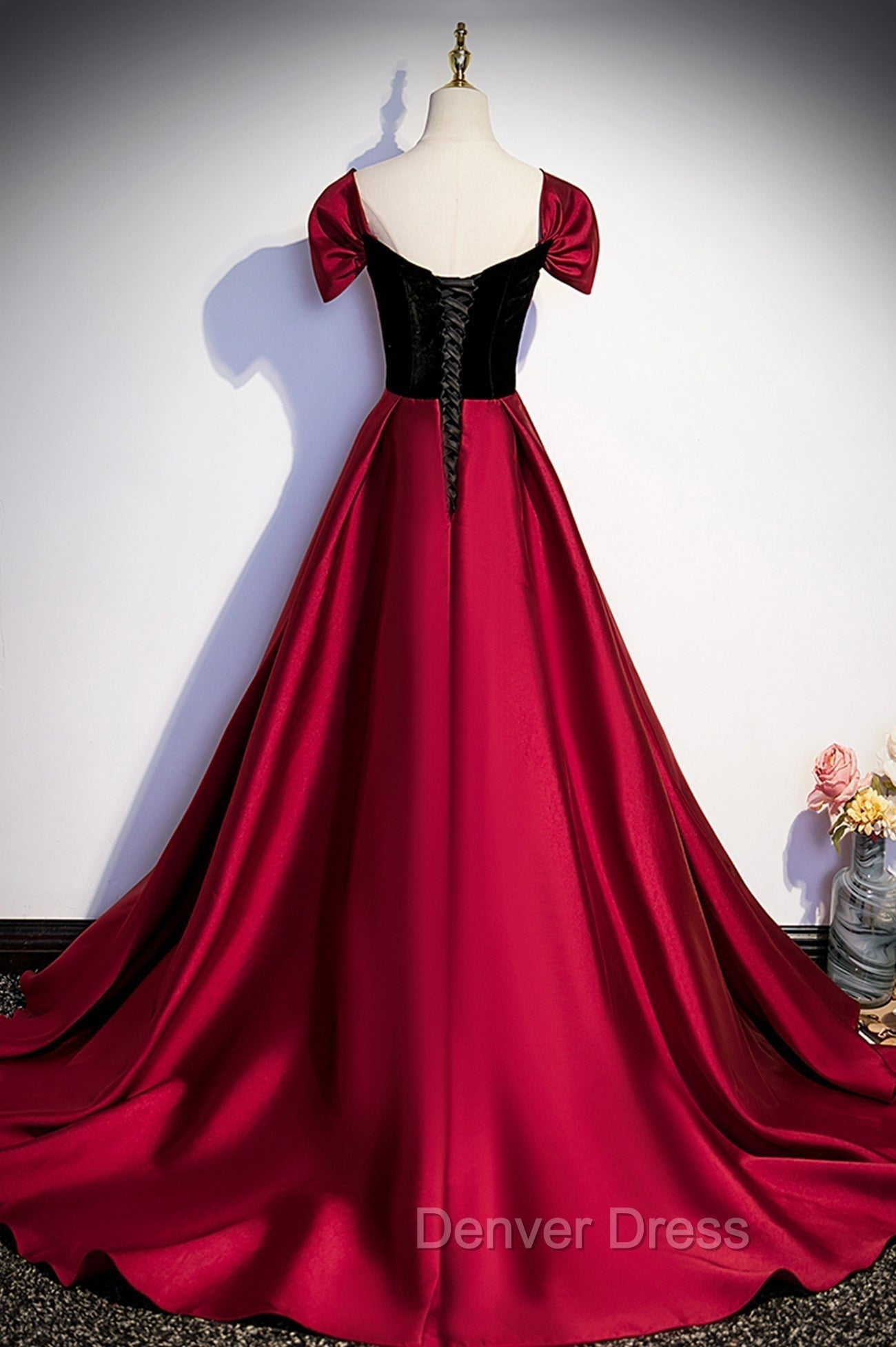 Burgundy Satin Long Prom Dress, Simple A Line Prom Dresses