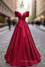 Burgundy Satin Spaghetti Straps Pleats Prom Dresses