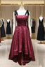 Burgundy Sequins Straps Prom Dresses