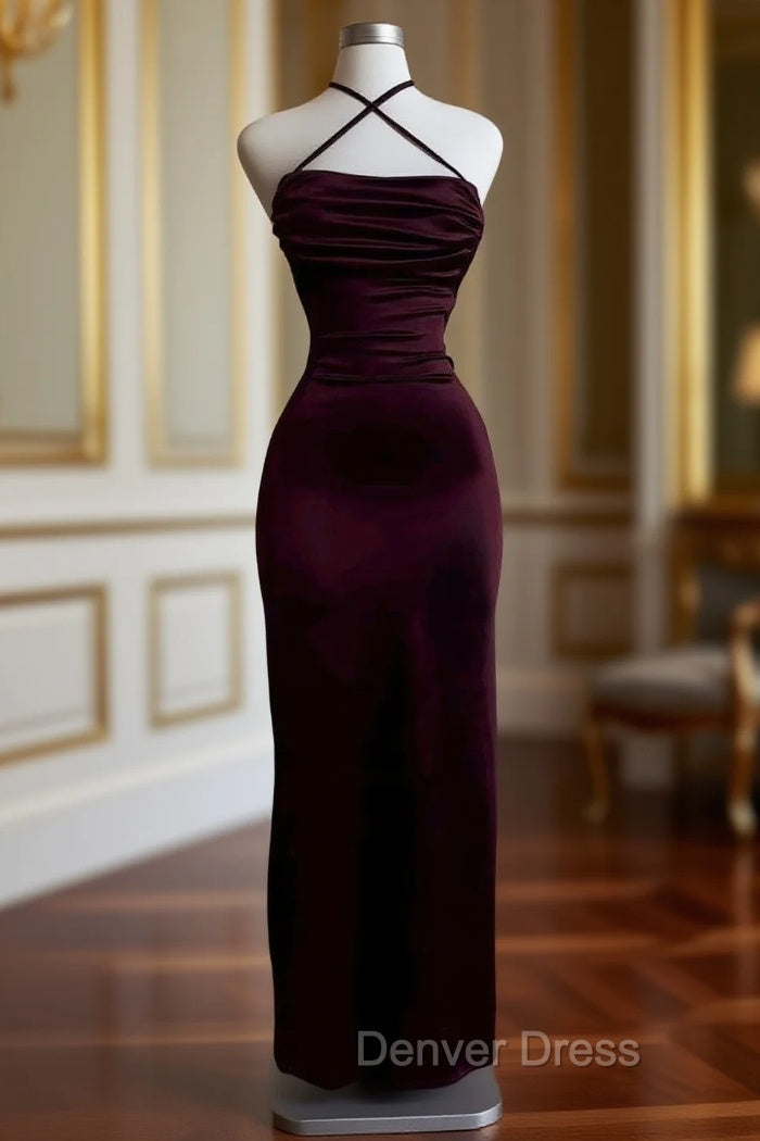 Burgundy Sheath Birthday Dress Long Prom Dresses