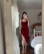 Burgundy Sheath Short Prom Dress Simple Prom Dresses