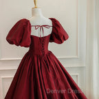 Burgundy Short Sleeves Floor Length Long Prom Dress Ball Gowns Prom Dress shops