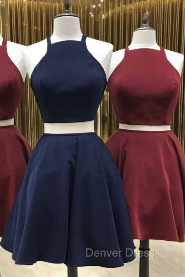 Burgundy Short Two Piece Homecoming Dress Two Piece Short Navy Blue Homecoming Dresses
