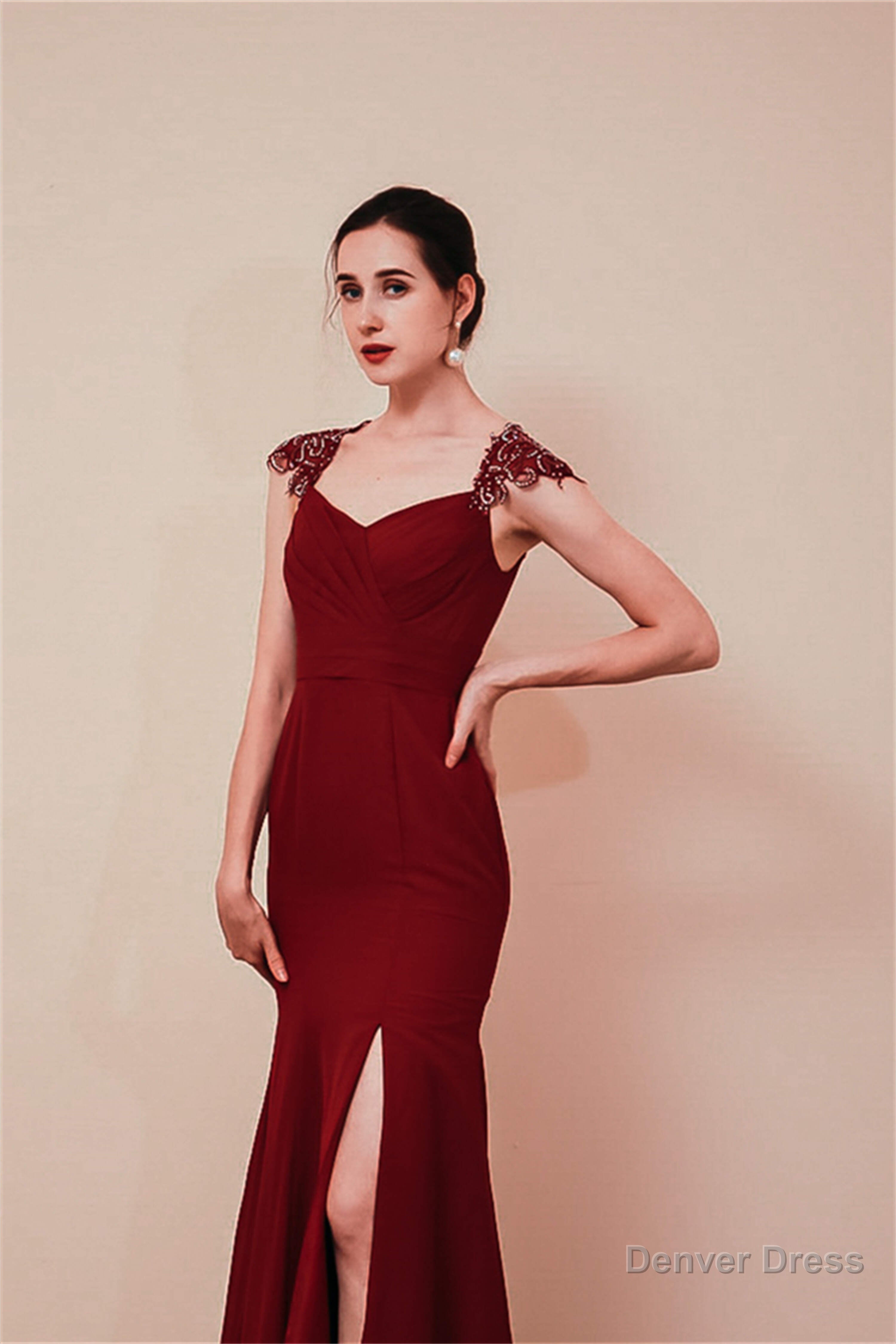 Side Split Mermaid Long Open Back Prom Dresses Secondary image