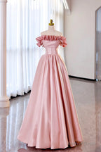 Burgundy Strapless Satin Long Prom Dress, A Line Prom Dresses