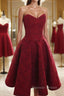 Burgundy sweetheart lace short prom Dress burgundy homecoming Dresses