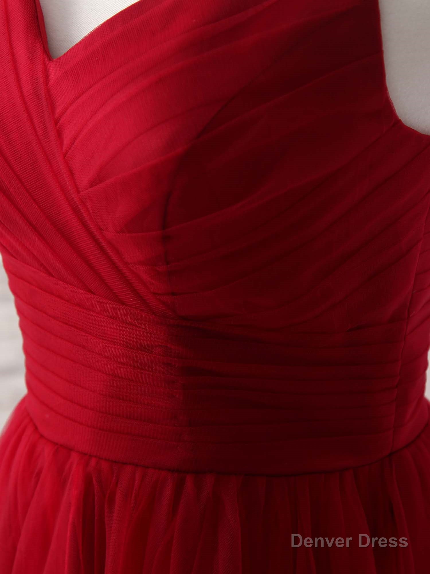 Burgundy Sweetheart Neck Tulle High Low Prom Dress, Burgundy Formal Dress