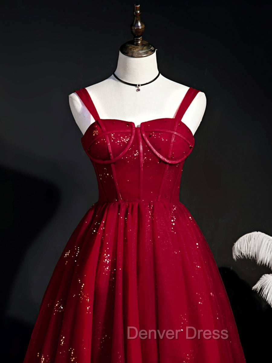 Burgundy Sweetheart Neck Tulle Sequin Short Prom Dresses, Puffy Cute Homecoming  Dresses Secondary image