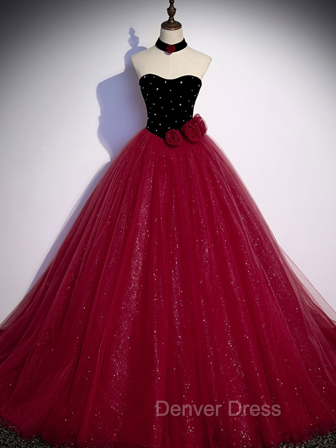 Burgundy Tulle Long Prom Dress A Line Burgundy Graduation Dresses