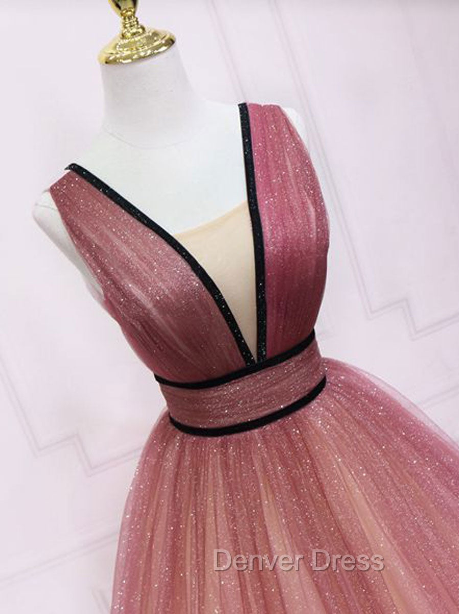 Burgundy V Neck Tulle Long Prom Dress Burgundy Long Prom Dresses