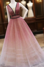 Burgundy V Neck Tulle Long Prom Dress Burgundy Long Prom Dresses